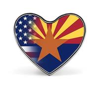 U.S.A. State of Arizona Flags Heart Custom Brooch Pin Heart Lapel Pins Tie Suit Dress Accessories for Men Women Wedding Birthday