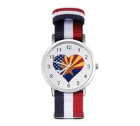 U.S.A. State of Arizona Flags Heart Custom Quartz Watches Arabic Numerals Wrist Watch with Adjustable Strap for Men Women