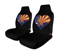 U.S.A. State of Arizona Flags Heart Cute Car Seat Covers 2PCS
