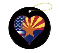U.S.A. State of Arizona Flags Heart Funny Ceramic Ornament 3 Inch 4 Pcs