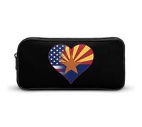 U.S.A. State of Arizona Flags Heart Funny Pen Case Pencil High Capacity Pouch Stationery Bag Makeup Cosmetic Organizer For Men Women