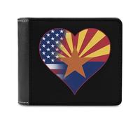 U.S.A. State of Arizona Flags Heart Funny Wallet for Men RFID Blocking Bifold Wallet Soft Billfold with Card Slots Custom Gifts