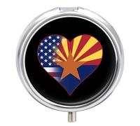 U.S.A. State of Arizona Flags Heart Pill Case 3 Compartment Pillbox