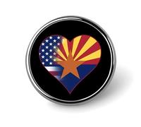 U.S.A. State of Arizona Flags Heart Round Brooch Pin Lapel Pins Tie Suit Dress Accessories for Men Women Wedding Birthday