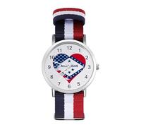 U.S.A. State of Arkansas Flag Heart Custom Quartz Watches Arabic Numerals Wrist Watch with Adjustable Strap for Men Women