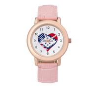 U.S.A. State of Arkansas Flag Heart Women's Custom Watch Fashion Soft Strap Wristwatches Gifts for Birthdays Valentine's Day