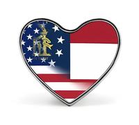 U.S.A. State of Georgia Flag Heart Cute Lapel Pins Heart Brooch Tie Suit Dress Accessories for Men Women Wedding Birthday
