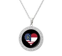 U.S.A. State of Georgia Flag Heart Women's Custom Pendant Necklace Round Diamond Necklaces Jewelry Gifts for Men Birthday