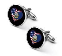 U.S.A. State of Idaho Flags State Mens Classic Cufflinks Custom Shirt Cuff Links Jewelry Accessories for Business Wedding 0.7" 0.8"