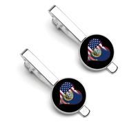 U.S.A. State of Idaho Flags State Men's Tie Clip Classic Necktie Tie Bar 2 Pack Clasp Clip for Wedding Anniversary Business Gifts
