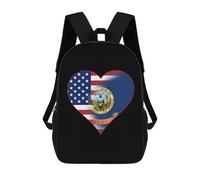 U.S.A. State of Idaho Flags State Printed 17 Inch Daypack Unisex Shoulder Backpacks Travel Laptop Backpack for Women Men