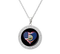 U.S.A. State of Idaho Flags State Women's Custom Pendant Necklace Round Diamond Necklaces Jewelry Gifts for Men Birthday