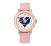 U.S.A. State of Kansas Flag Heart Women's Custom Watch Fashion Soft Strap Wristwatches Gifts for Birthdays Valentine's Day