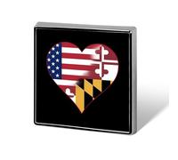 U.S.A. State of Maryland Flags Heart Custom Lapel Pins Square Brooch Tie Suit Dress Accessories for Men Women Wedding Birthday