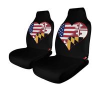 U.S.A. State of Maryland Flags Heart Cute Car Seat Covers 2PCS