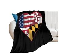 U.S.A. State of Maryland Flags Heart Cute Throw Blanket Super Soft Blankets for Fall And Winter Couch Sofa Bedroom 40"*50" （100 * 130cm）