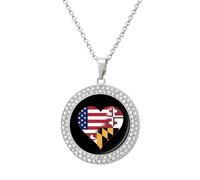 U.S.A. State of Maryland Flags Heart Women's Custom Pendant Necklace Round Diamond Necklaces Jewelry Gifts for Men Birthday