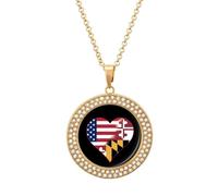 U.S.A. State of Maryland Flags Heart Women's Custom Pendant Necklace Round Diamond Necklaces Jewelry Gifts for Men Birthday