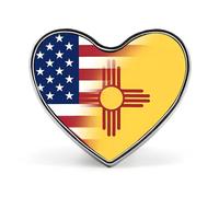 U.S.A. State of New Mexico Flags Heart Custom Brooch Pin Heart Lapel Pins Tie Suit Dress Accessories for Men Women Wedding Birthday