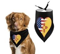 U.S.A. State of New Mexico Flags Heart Cute Dog Bandanna Scarf Printed Adjustable Triangle Pet Kerchief for Dogs And Cats