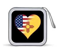 U.S.A. State of New Mexico Flags Heart Funny CD Case 40 Capacity DVD Holder Portable Storage Disc Binder Wallet for Car Home Travel