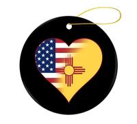 U.S.A. State of New Mexico Flags Heart Funny Ceramic Ornament 3 Inch 1 Pcs