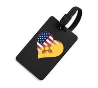 U.S.A. State of New Mexico Flags Heart Funny Luggage Tag Travel Suitcase Label with Privacy Name ID for Baggage Bag Backpack