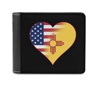 U.S.A. State of New Mexico Flags Heart Funny Wallet for Men RFID Blocking Bifold Wallet Soft Billfold with Card Slots Custom Gifts