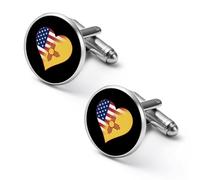 U.S.A. State of New Mexico Flags Heart Mens Classic Cufflinks Custom Shirt Cuff Links Jewelry Accessories for Business Wedding 0.7" 0.8"