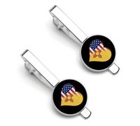 U.S.A. State of New Mexico Flags Heart Men's Tie Clip Classic Necktie Tie Bar 2 Pack Clasp Clip for Wedding Anniversary Business Gifts