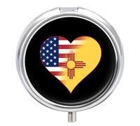 U.S.A. State of New Mexico Flags Heart Pill Case 3 Compartment Pillbox