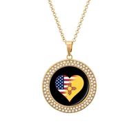 U.S.A. State of New Mexico Flags Heart Women's Custom Pendant Necklace Round Diamond Necklaces Jewelry Gifts for Men Birthday