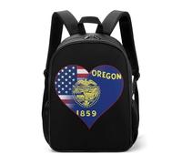 U.S.A. State of Oregon Flags Heart Casual Daypack Daily Backpacks Travel Shoulder Bag with Adjustable Straps for Women Men
