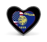 U.S.A. State of Oregon Flags Heart Custom Brooch Pin Heart Lapel Pins Tie Suit Dress Accessories for Men Women Wedding Birthday