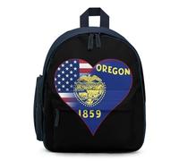 U.S.A. State of Oregon Flags Heart Cute Backpack Small Daily Daypack Travel Shoulder Bag with Adjustable Strap Funny Graphic