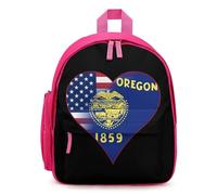 U.S.A. State of Oregon Flags Heart Cute Backpack Small Daily Daypack Travel Shoulder Bag with Adjustable Strap Funny Graphic