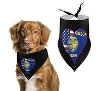 U.S.A. State of Oregon Flags Heart Cute Dog Bandanna Scarf Printed Adjustable Triangle Pet Kerchief for Dogs And Cats