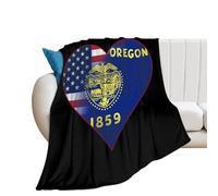 U.S.A. State of Oregon Flags Heart Cute Throw Blanket Super Soft Blankets for Fall And Winter Couch Sofa Bedroom 30"*40"（76 * 100cm）