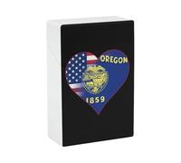 U.S.A. State of Oregon Flags Heart Funny Cigarette Case Stylish Cigarettes Holder Box Ideal Gifts for Men Women Smoker