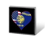 U.S.A. State of Oregon Flags Heart Funny Lapel Pins Square Brooch Tie Suit Dress Accessories for Men Women Wedding Birthday