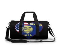 U.S.A. State of Oregon Flags Heart Gym Bag Travel Duffel for Men Women