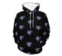 U.S.A. State of Oregon Flags Heart Men's Sweatshirt Lightweight Pullover Hoodie with Pocket Casual Sweatshirts for Women