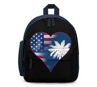 U.S.A. State of South Carolina Flag Heart Cute Backpack Small Daily Daypack Travel Shoulder Bag with Adjustable Strap Funny Graphic