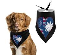 U.S.A. State of South Carolina Flag Heart Cute Dog Bandanna Scarf Printed Adjustable Triangle Pet Kerchief for Dogs And Cats
