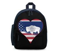U.S.A. State of Wyoming Flag Heart Cute Backpack Small Daily Daypack Travel Shoulder Bag with Adjustable Strap Funny Graphic