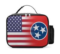 U.S.A Tennessee State Flag Reusable Insulated Lunch Bag Tote Handbag Leather Portable Cooler Bags for Men Women