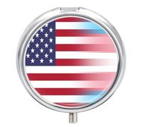 U.S.A. Transgender Flag Round Pill Box Organiser 3 Compartment Portable Medicine Case