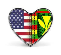 U.S.A Tribal Kanaka Maoli Flag Button Brooch Pins Heart-Shaped Badges Decoration with Graphic Hat Clothing Bag