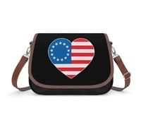 U.S.A U.S. Flag Heart Women's Crossbody Bag Fashion Purses Small Shoulder Handbags with Adjustable Strap