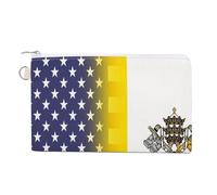 U.S.A Vatican City Flag Portable Canvas Coin Purse Fashion Pencil Case Travel Makeup Bag